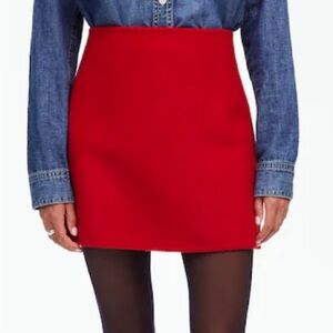 Madewell Double Faced Mini Skirt Wool 10 Red NEW Fall Valentine’s Holiday Office
